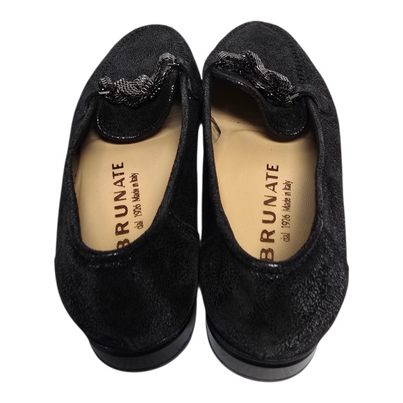 Brunate Womens Flats Shoes Sz 9 EU 38.5 Black Bow Leather Italy - Picture 2 of 9
